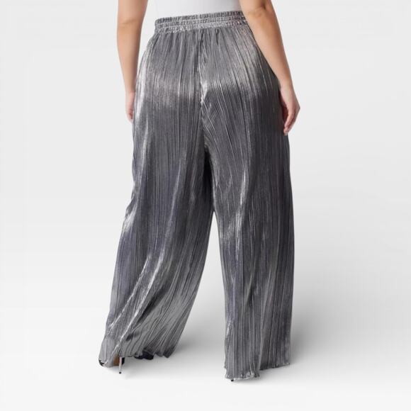 Jessica Simpson Adaeze Wide Leg Pants Women’s 3X Silver Metallic NWT $89 - Picture 3 of 9